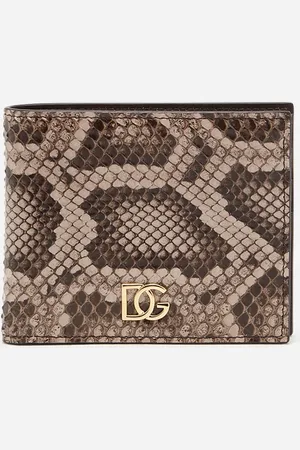 Dolce & Gabbana Cartera Plegable De Pitón Con Logo Dg Cruzado - Hombre Carteras Y Marroquinería Gris Paloma Onesize