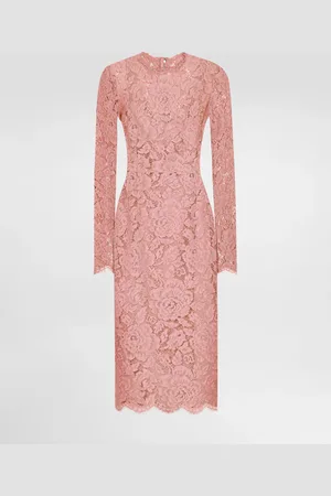 Dolce & Gabbana Vestido Longuette De Tubo De Encaje Cordonetto Floral Con Logotipo - Mujer Vestidos 36