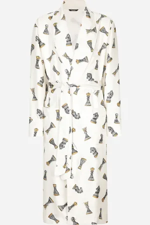 Dolce & Gabbana Bata En Sarga De Seda Con Estampado De Ajedrez - Hombre Ropa Interior Y Ropa De Casa 48