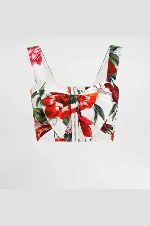 Dolce & Gabbana Top De Popelina Con Estampado De Flores - Mujer Camisas Y Tops 36