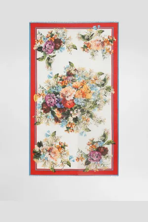 Dolce & Gabbana Pareo De Algodón Con Estampado De Buqué De Flores - Mujer Moda Baño Onesize