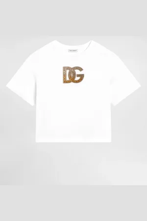 Dolce & Gabbana Camiseta De Manga Corta En Punto Con Logotipo Dg De Strass - Mujer Camisetas Y Sudaderas 2 Years