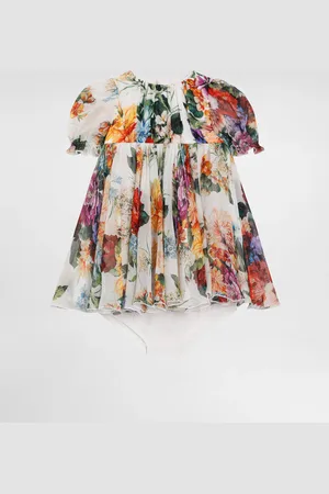 Dolce & Gabbana Vestido De Chifón Con Estampado De Flores - Mujer Vestidos 24/30 Months