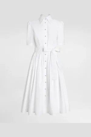 Dolce & Gabbana Vestido Longuette Camisero De Algodón - Mujer Vestidos 54