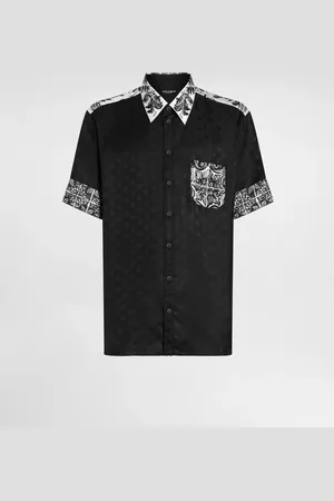 Dolce & Gabbana Camisa Hawaii En Jacquard De Seda Con Estampado De Mayólica - Hombre Camisas 40
