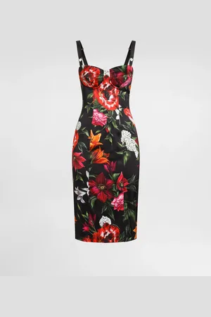 Dolce & Gabbana Vestido De Raso Con Estampado De Flores - Mujer Vestidos 40