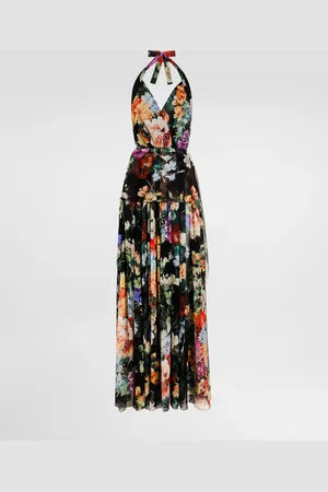 Dolce & Gabbana Vestido Largo De Chifón Con Estampado De Buqué De Flores - Mujer Vestidos 40