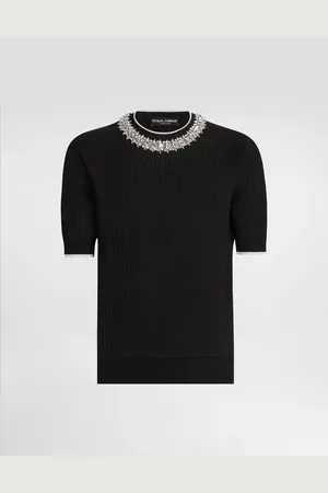 Dolce & Gabbana Jersey De Algodón Con Cuello Redondo - Hombre Prendas De Punto 44