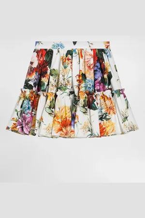 Dolce & Gabbana Falda De Popelina Con Estampado De Flores - Mujer Pantalones Y Faldas 2 Years