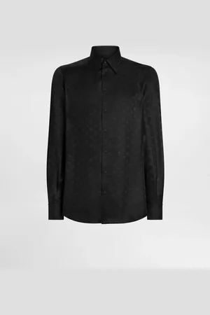 Dolce & Gabbana Camisa Martini En Jacquard De Seda Con Logotipo Dg - Hombre Camisas 40
