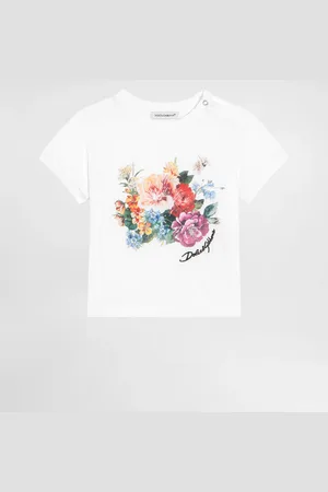 Dolce & Gabbana Camiseta De Manga Corta En Punto Con Estampado De Flores - Mujer Partes De Arriba 3/6 Months