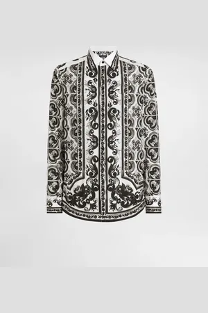 Dolce & Gabbana Camisa Martini De Popelina Con Estampado De Mayólica - Hombre Camisas 40