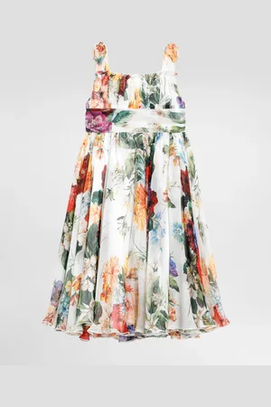 Dolce & Gabbana Vestido Sin Mangas De Chifón Con Estampado De Flores - Mujer Vestidos 13 Years