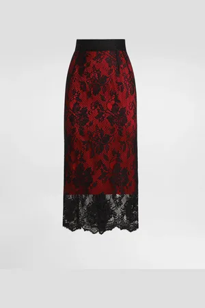 Dolce & Gabbana Falda Longuette Estilo Tubo De Encaje Con Forro En Contraste - Mujer Faldas 48