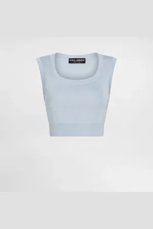 Dolce & Gabbana Camiseta Sin Mangas De Seda - Mujer Prendas De Punto Azul 36
