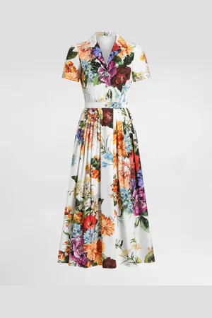 Dolce & Gabbana Vestido De Popelina Con Estampado De Buqué De Flores - Mujer Vestidos 40