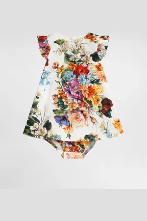 Dolce & Gabbana Vestido De Popelina Con Estampado De Flores - Mujer Vestidos 3/6 Months