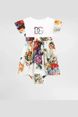 Dolce & Gabbana Vestido De Punto Y Popelina Con Logotipo Dg - Mujer Vestidos 3/6 Months