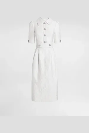 Dolce & Gabbana Floral Jacquard Dress - Mujer Vestidos Blanco 38