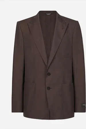 Dolce & Gabbana Chaqueta Portofino De Botonadura Sencilla En Popelina De Algodón Y Seda - Hombre Trajes Y Americanas Marr�n Algod�n 48