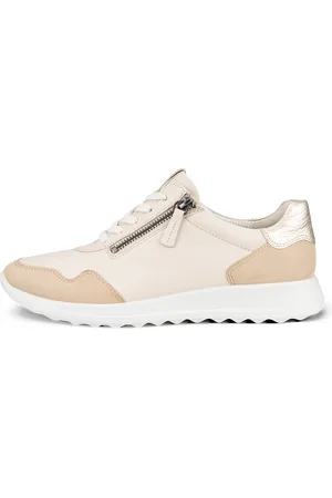 Ecco FLEXURE RUNNER W-Zapatillas de piel para mujer-Beis-36
