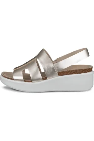 Ecco FLOWT WEDGE CORK-Sandalias de piel con cuña de corcho para mujer- -38