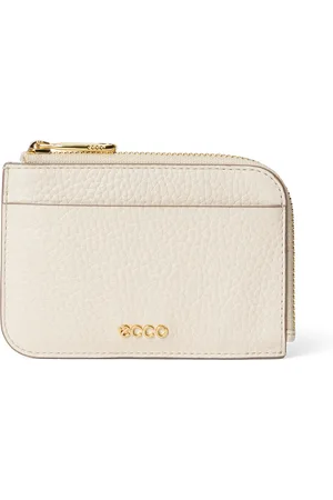 Ecco Card Case Zipped Pebbled Leather-Tarjetero de piel-Beis