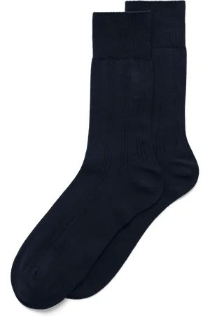Ecco Classic Ribbed Mid-cut-Calcetines canalé para hombre- -3942