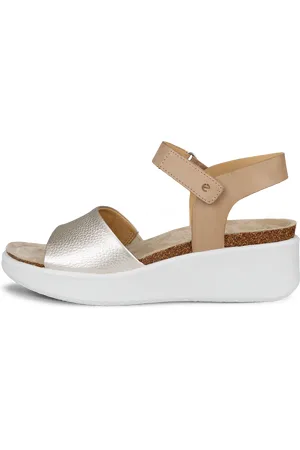 Ecco FLOWT WEDGE CORK-Sandalias de piel con cuña de corcho para mujer- -40