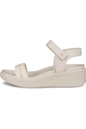 Ecco FLOWT WEDGE LX W-Sandalias de piel con cuña para mujer-Beis-36