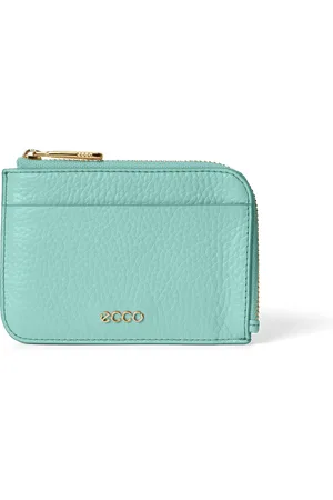 Ecco Card Case Zipped Pebbled Leather-Tarjetero de piel