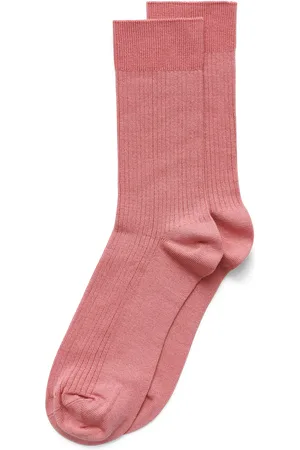 Ecco VIBE RIBBED MID-CUT SOCKS-Calcetines canalé para mujer-Rosa-3538