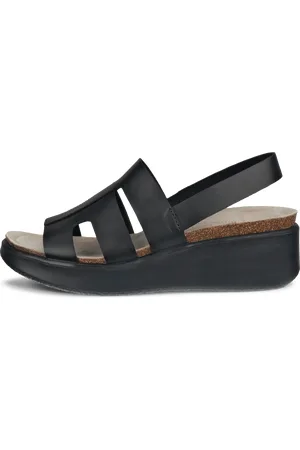 Ecco FLOWT WEDGE CORK-Sandalias de piel con cuña de corcho para mujer- -42