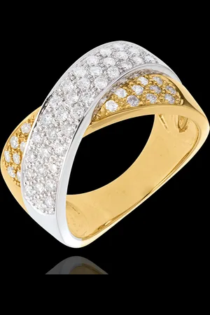 Edenly Anillo Tandem Empedrado - oro blanco y amarillo 18 quilates
