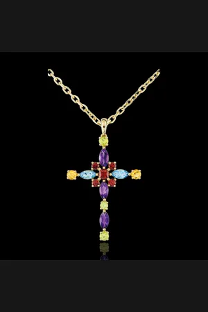 Edenly Colgante cruz Bizantina multicolores - 9 quilates