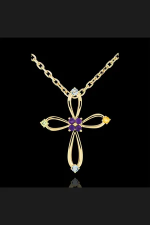 Edenly Colgante cruz Bizantina oval - 9 quilates