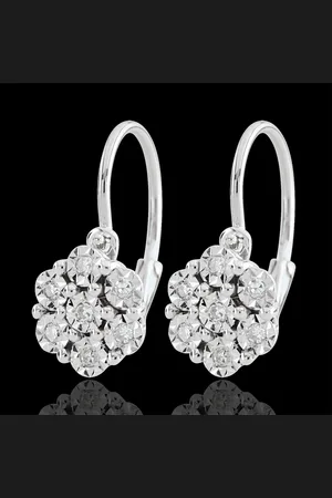 Edenly Pendientes Frescura - Flor de Copo de Nieve - 14 diamantes y oro blanc