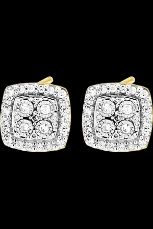 Edenly Pendientes de Presión Origen - Brillo Cuadrado - oro blanco y amarill