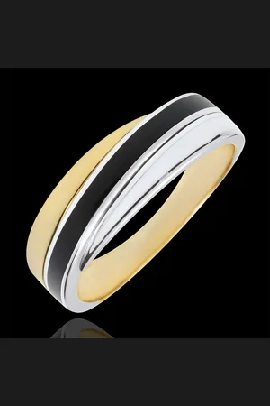 Edenly Anillo Saturno - Dúo de Lacas - oro blanco y amarillo 18 quilates