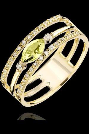 Edenly Anillo Mirada de Oriente - modelo grande - Peridoto y diamantes - oro