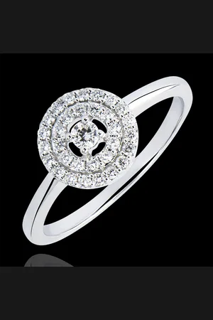 Edenly Anillo de Compromiso Origen - Doble Halo - de 18 quilates y