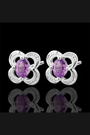 Edenly Pendientes Mini Flora - 9 quilates y amatista