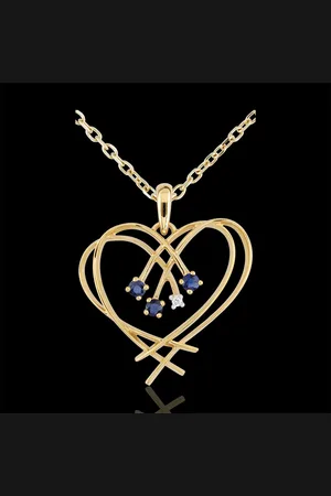 Edenly Colgante Corazón Destellos - 9 quilates - diamante y zaf