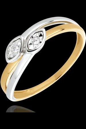 Edenly Anillo Dos Colas de Serpientes - dos oros - oro amarillo y blanco 18 q