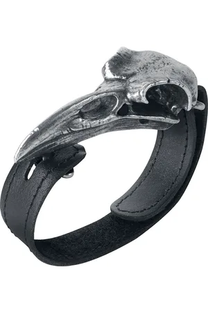 Alchemy Pulsera de Cuero Gótico de - Calavera de Cuervo - para