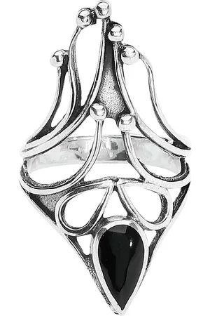 etNox Anillo Gótico de - Schwarzer Onyx - para Mujer