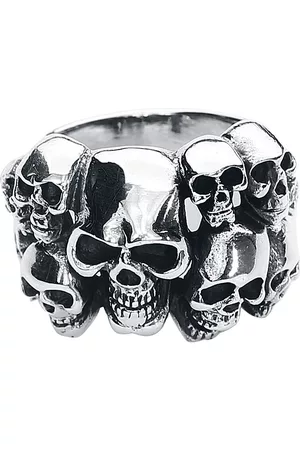 etNox hard and heavy Anillo Gótico de - Skulls - para Hombre