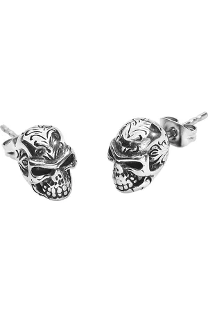 etNox Set de Pendientes Gótico de - Tattoo Skull - para