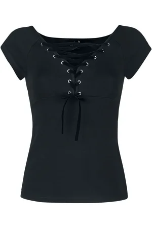 Hell Bunny Camiseta Rockabilly de - Belladonna Top - XS L - para Mujer