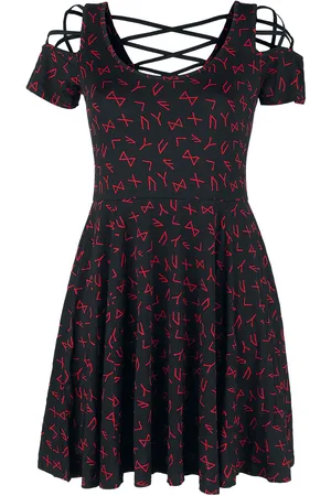 EMP Vestido Corto de - Vestido con cordón y runas - L 5XL - para Mujer